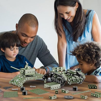 Lucky Doug STEM Building Projects Model Army Tank Set - 284 Pieces STEM Project Building Toys for Kids Ages 8-12, Assembly Science Kit Educational Toys Gift for Kids Boys 7 8 9 10 11 12-16 Years Old - style: 8801
