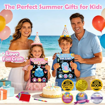 FUNNYB&G Foil Art Craft Kit for Kids, Sparkly Birthday Gift Toy for Girls - style: Dress