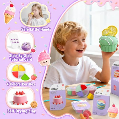Air Dry Clay Kit -12 Desserts Modeling Clay for Kids Arts and Crafts - color: #06Purple- Dessert House