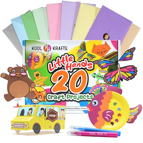 20 Arts & Crafts Kit for Kids, All-Inclusive, No Mess Craft Kits & Supplies for Boys & Girls – DIY Creative Activity, Easy Step-by-Step Guide, Individually Packaged Crafts, Christmas Gift, Travel Gift