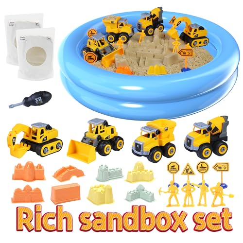 YIDESTARS Sensory Bin Large Take Apart Trucks for Toddlers 3+