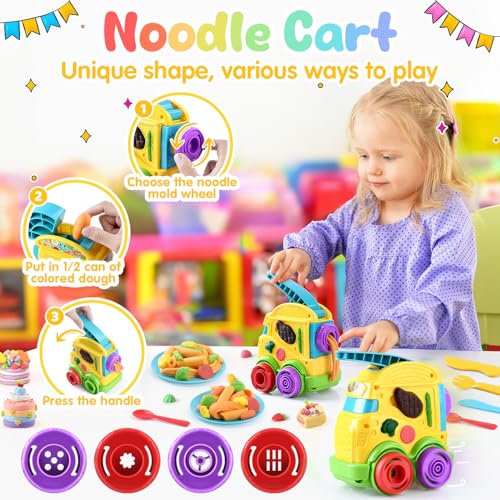 PLAY 2 in 1 Color Dough Kitchen Creations Set, Ice Cream & Noodle Maker - color: Yellowish Purple