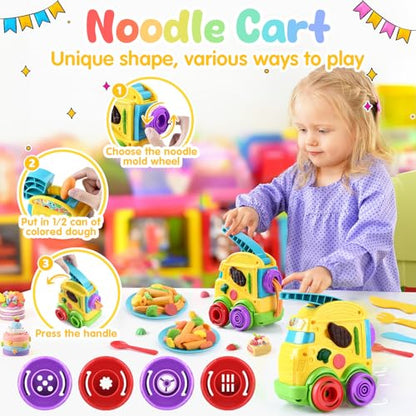PLAY 2 in 1 Color Dough Kitchen Creations Set, Ice Cream & Noodle Maker - color: Yellowish Purple