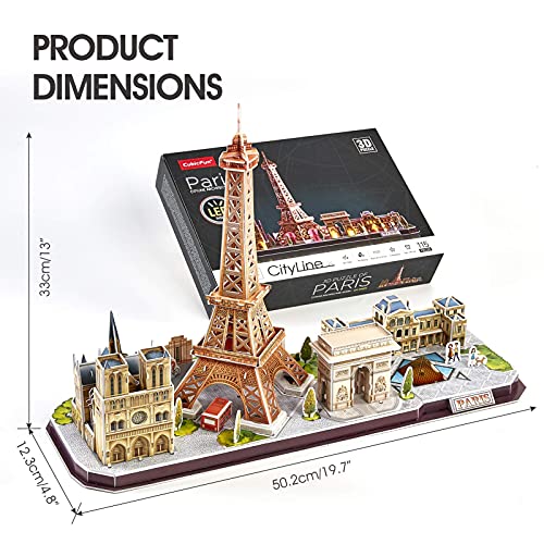CubicFun Paris City Line LED 3D Puzzle Kit for Kids Ages 8-12 - style: 5 LED Paris Cityline