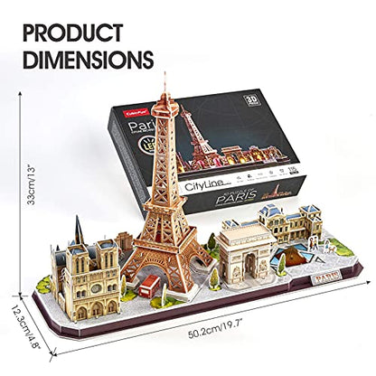 CubicFun Paris City Line LED 3D Puzzle Kit for Kids Ages 8-12 - style: 5 LED Paris Cityline