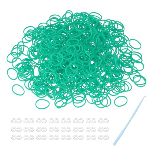 MECCANIXITY 600 Pcs Loom Rubber Bands Kit with 25 Pcs S-Clips 1-Hook Rubber Bands Refill Bracelet Making Kits for Weaving DIY Handcrafts Gift, Light Green - color: Light Green