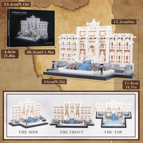 1851pcs Micro Mini Blocks Trevi Fountain Archiecture Building Blocks Sets - color: Architecture