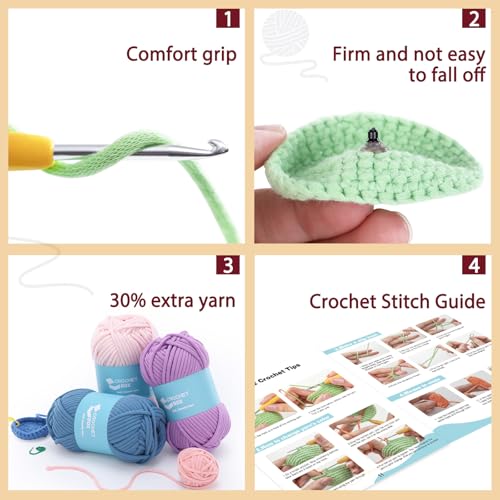 CrochetBox Brown Highland Cow and Owl Crochet Kit for Beginners, 2 PCS Set - color: 2 PCS Brown Highland Cow and Owl