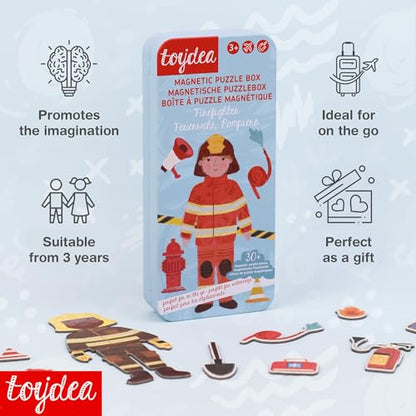 Magnetic Puzzle Box for Kids Ages 3-5 Firefighter Travel Puzzle Game - color: Firefighter