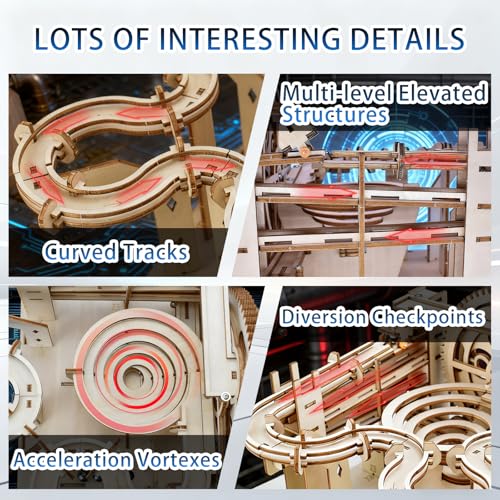 YSWOOD WORLD 3D Wooden Puzzles for Adults, DIY Model Marble Run Kit