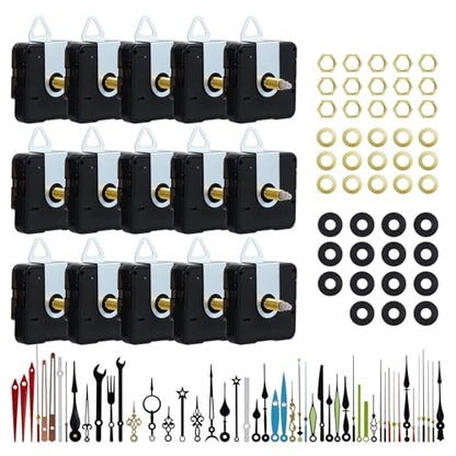 15 Pack Clock Mechanism Replacement Kit with 20 Pairs Clock Hands - size: 15pcs Thread Length 3/8 in+1/2 in+5/8 inch