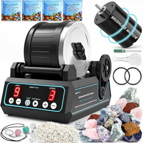 KomeStone K1 Pro Quiet Brushless Rock Tumbler Kit for Adults & Hobbyists