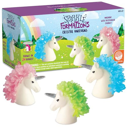 MindWare Crystal Growing Kit Unicorns – STEM Science Experiment for Kids, Grow Sparkling Crystals on Unicorn Figurines, Ages 8 and Up