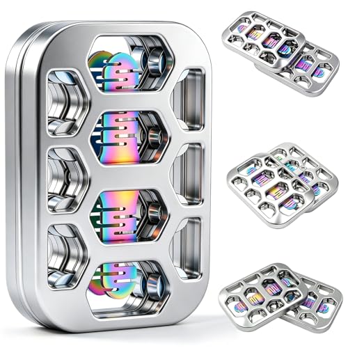 Openwork Fidget Slider for Adults, Metal Fidget Toy Slider with Tuning Fork Tone, EDC Fidget Toy for Office Keep Focus Anxiety/Stress Relief, Haptic Feedback Gadget for Men 16+ (Light Silver) - color: Light Silver