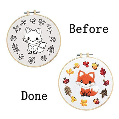 Louise Maelys Fox Embroidery Kit for Beginner, Animal Cross Stitch Kit - color: Fox