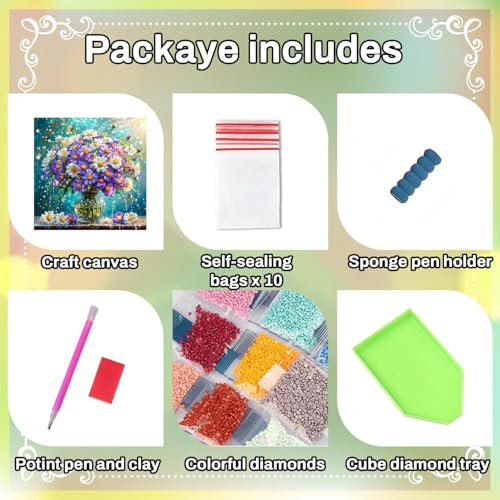 Flower Diamond Painting Kits for Adults Flower Diamond Art Kits for Adults - color: G9593