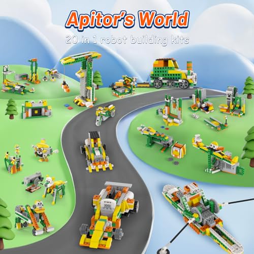 Apitor Q Robot Building Kit, 20-in-1 Programmable APP RC Car Robotics Coding Kit, STEM Projects Educational Birthday Gifts for Boys Girls Kids Aged 6-12 (233 Pieces) - style: Robot Q(Entry-level)
