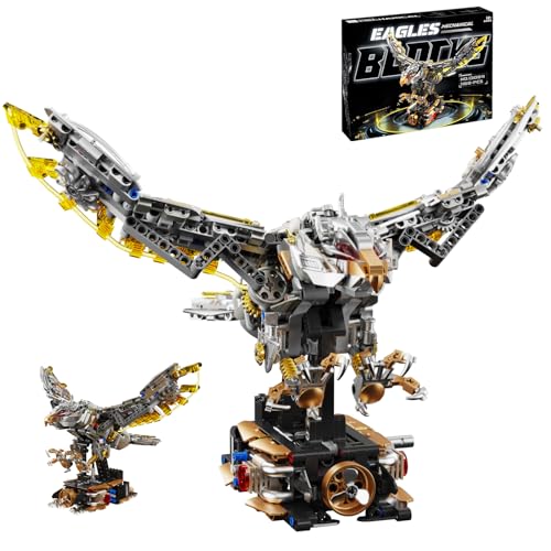 CSNRHG Mechanical Eagle Building Block Set 3D Poseable Model with Articulated Wings & Talons STEM Toy for Kids & Adults Ideal Gift for Engineering, Nature & Animal Lovers - color: Mechanical Eagle