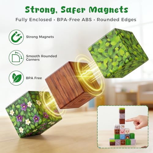 3 otters 150PCS Magnetic Blocks, with a Storage Bag, Forest Explorer - style: Forest Explorer