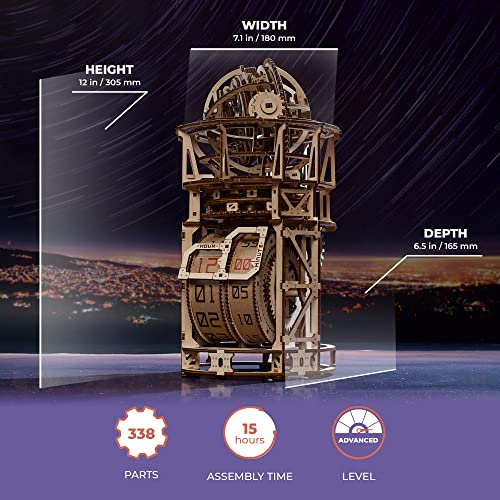 UGEARS Bundles Aero Clock Sky Watcher - 3D Wooden Puzzles Mechanical Clock Kit Idea DeskWood Clock Kits to Build - 3D Puzzles Model Kits for Adults