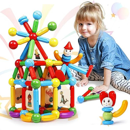 MAGBLOCK 136PCS Magnetic Building Blocks Magnet Sticks for Kids 3+ - color: 136pcs