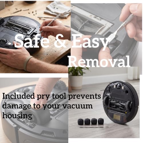 4-Pack Front Caster Wheel Replacement with Disassembly Tool, Compatible with Shark Robot Vacuum AV, RV, UR, QR Series, Parts Fit R101AE, RV1001AE, UR1100SRUS, AV1002AE