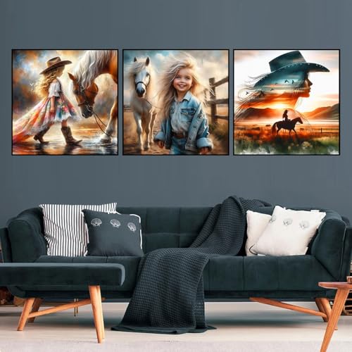 Axquilon 3 Pack Cowgirl Diamond Art Kits for Adults 12x12 inch - color: 3-Pack Cowgirl