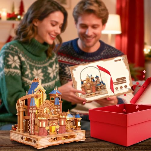 Annecy Castle 3D Wooden Puzzle, Rotating Mechanical Model Kit for Adults