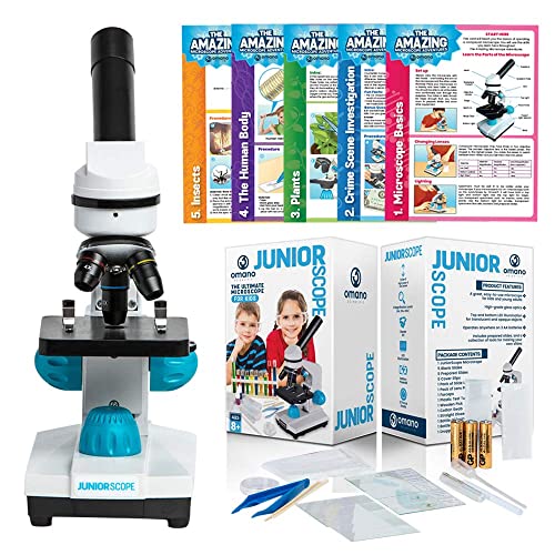 Omano Juniorscope Microscope for Kids – Microscope Kit for Kids 8+ for Science Microscope Experiments – Kids Microscope Kit that Encourage STEM Exploration – Beginner Microscope for Kids 8+