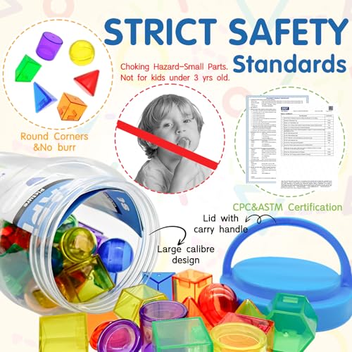 60 PCS 3D Shapes for Kids,Translucent Geometric , Light Table Accessories