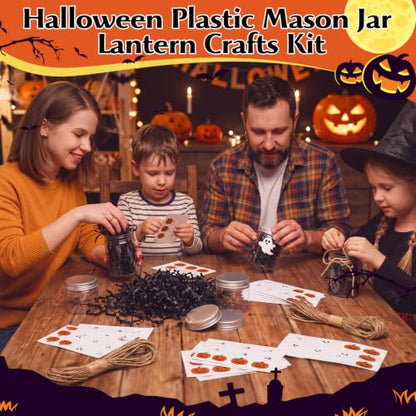24 Sets Halloween Crafts Kits DIY Ghost Plastic Mason Jar - style: Ghost