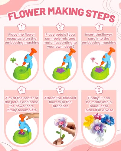 Glowsprout DIY Flower Bouquet Maker Kit with Fabric Petals for Girls, Green - color: blue