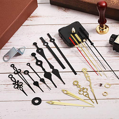 Outus 4 Pieces Quartz Clock Movement Mechanism Non Ticking DIY Mechanism with 6 Clock Hands Sets for Repair Parts Replacement(0.5 Inch/ 13 mm,Gold, Black) - size: 13 mm