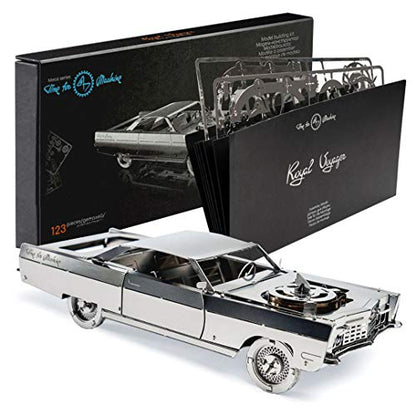 Model Car Kit - 3D Model kit Royal Voyager - Moving Wind-Up Retro Car Model | 3D Puzzle for Adults - Metal DIY Kit | Beautiful Metal Model Car Collectible | DIY Construction Set of a Vintage Car
