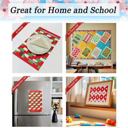 15 Christmas Paper Weaving Project • Anxiety Relief PaperCraft • DIY Placemats with ¾-inch Paper Strips and 9x14-inch Mats • Beginner Learn to Weave • Home and Classroom Decor (Red White Green) - color: Red White Green