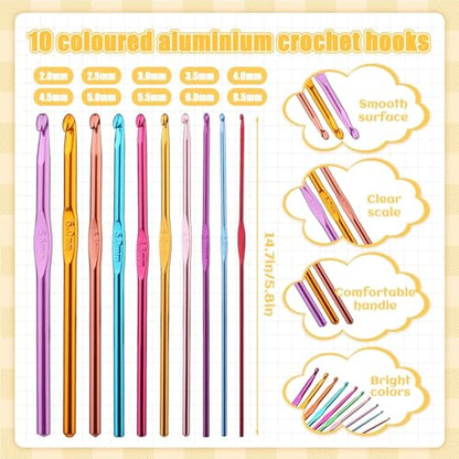 IMZAY 54 Pcs Crochet Hooks Set, 0.6mm-6.5mm Crochet Needles for Yarn - color: Purple, size: 54 Pcs