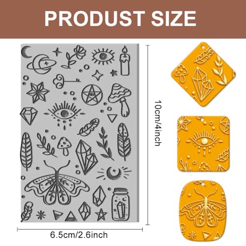 CHGCRAFT Divination Clay Texture Mat Moth Crystal Pattern Modeling Pattern Pad Texture Sheets for Polymer Clay Making Earrings Jewelry, 4x2.6inch - style: Divination Pattern