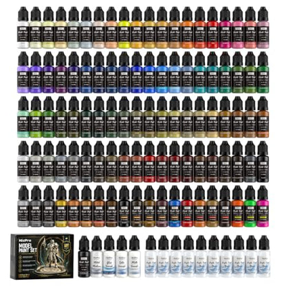 Nicpro 100 Colors Model Paint Set with 10 Thinners & 5 Specialty Bottles - style: 100 Colors Set
