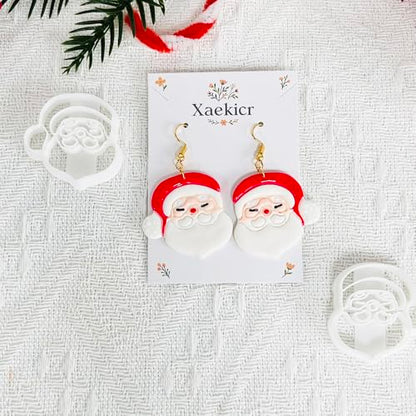 Xaekicr Christmas Santa Polymer Clay Cutters Set – Clay Earring Cutters for DIY Earrings – Cute Holiday Face Clay Molds – Polymer Clay Tools for Jewelry Making - color: F color