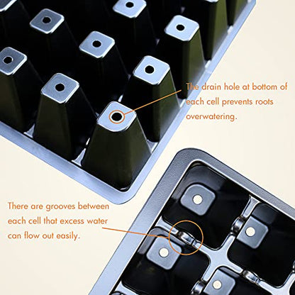 Gardzen 5 Pack Seed Starter Trays with Vented Domes 350 Cell - size: 70-Cell Black Eyes 5-Pack