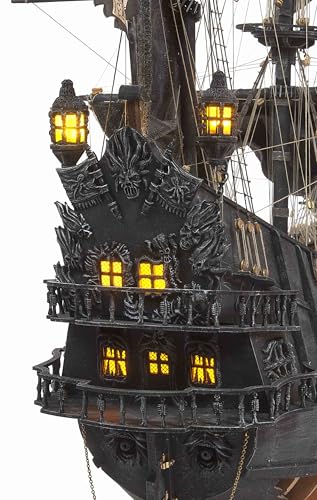 OcCre Flying Dutchman Ship Model Kit #14010 (Delux Set Model with Paints, Stand and LED Light) - color: Delux Set - Model with Paints, Stand and LED Lights