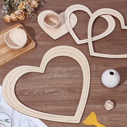 UNICRAFTALE 9Pcs Ceramics Plate Forming Molds Heart Pottery Tools Wooden Concentric Geometric Figure Rail Set Clay Molds DIY Dish Slump Mold for Ceramic Cutting and Printing Blank Modeling - size: 10.6-26.7cm Long