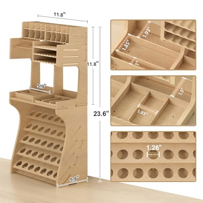 Bucasso Plastic Model Paint Rack Model Tool Organizer MDF Material Paint Rack Scissors/Tweezers/Paint Storage All-in-One Model Workbench Assembly Plastic Model Building Storage GK SY
