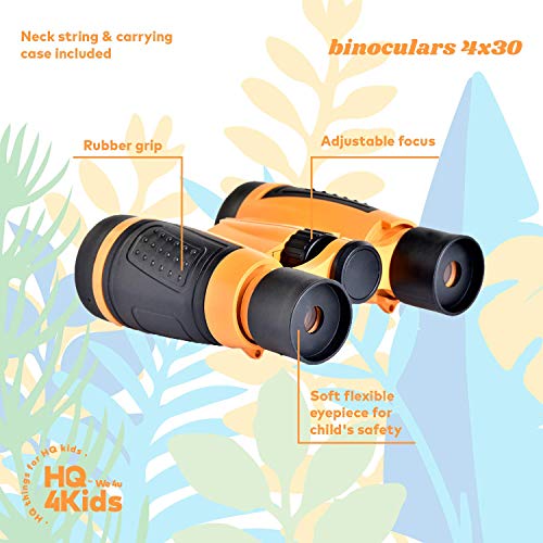 Outdoor Adventure Kit for Kids: Binoculars, Compass, Magnifying Glass & Flashlight. 3-12 Year Old Boys & Girls - color: Orange