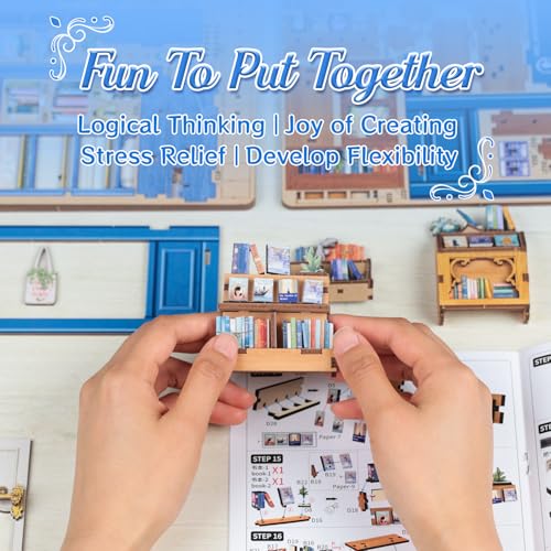 CUTEBEE Book Nook Kit for Adults, DIY Miniature House Kit, Mini House - color: Literature Bookstore