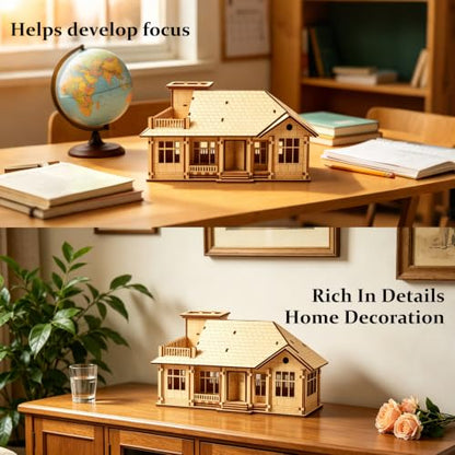 3D Wooden Puzzle for Adults, DIY Miniature Garden Villa Building One Layer - color: Garden Wood Color 01