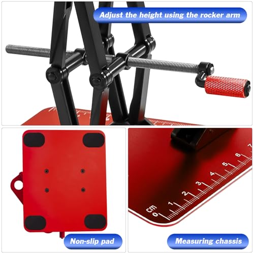 RC Stand Lift Lower Adjustable w/Screw Tray for 1/8 1/10 1/12 RC Car, Red - color: Red