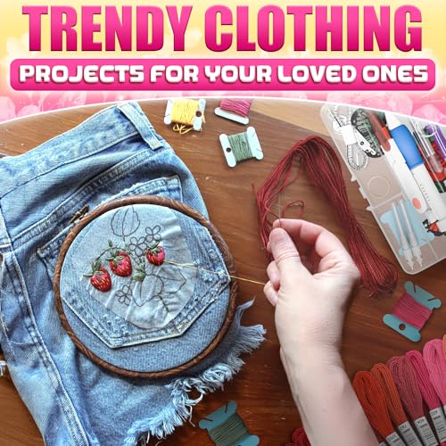 137-Piece Embroidery Kit for Beginners with 100-Color Floss