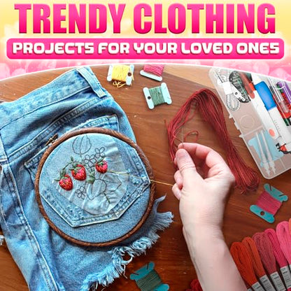 137-Piece Embroidery Kit for Beginners with 100-Color Floss