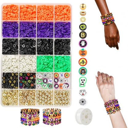 Halloween Bracelet Making Kit with Disc Beads and Gold Tone Spacers - color: style 01